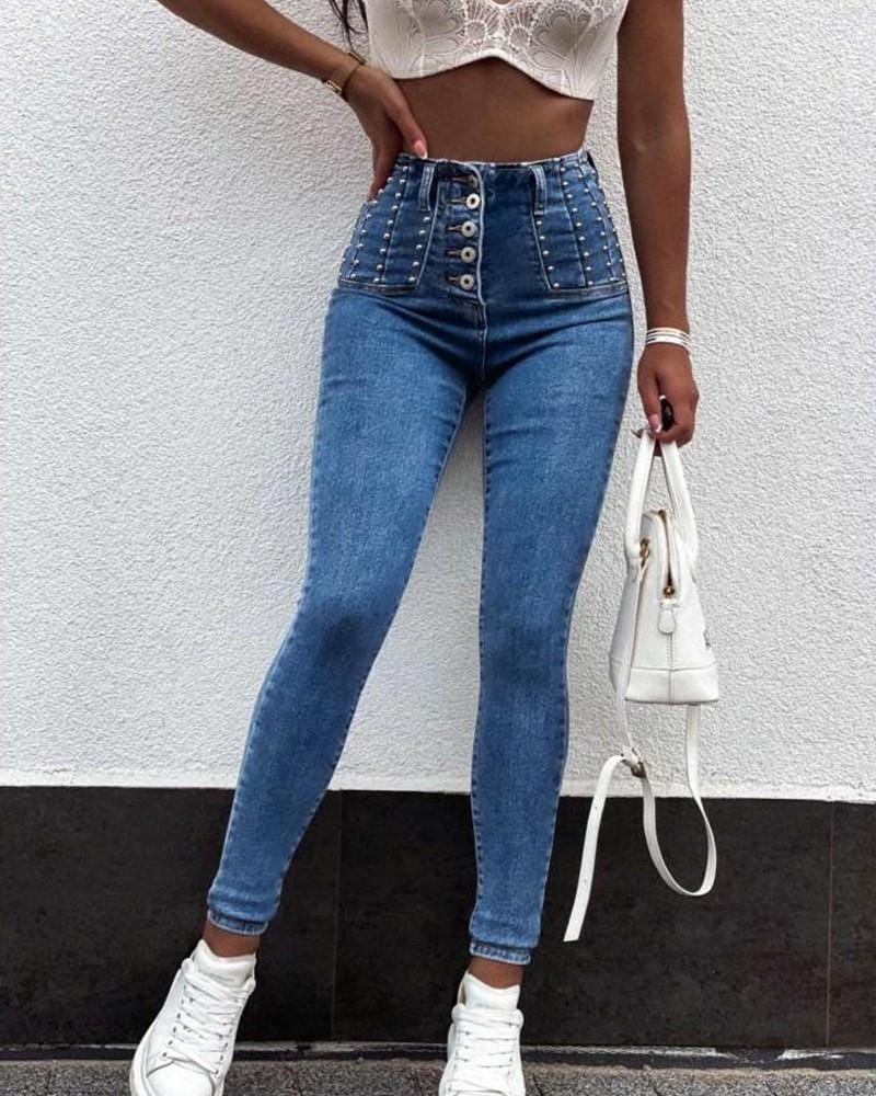 Skinny Jeans Women 2023 Autumn Fashion Stretch Retro Blue Denim Trousers Streetwear Women Jeans Pencil Pants High Waisted Jeans