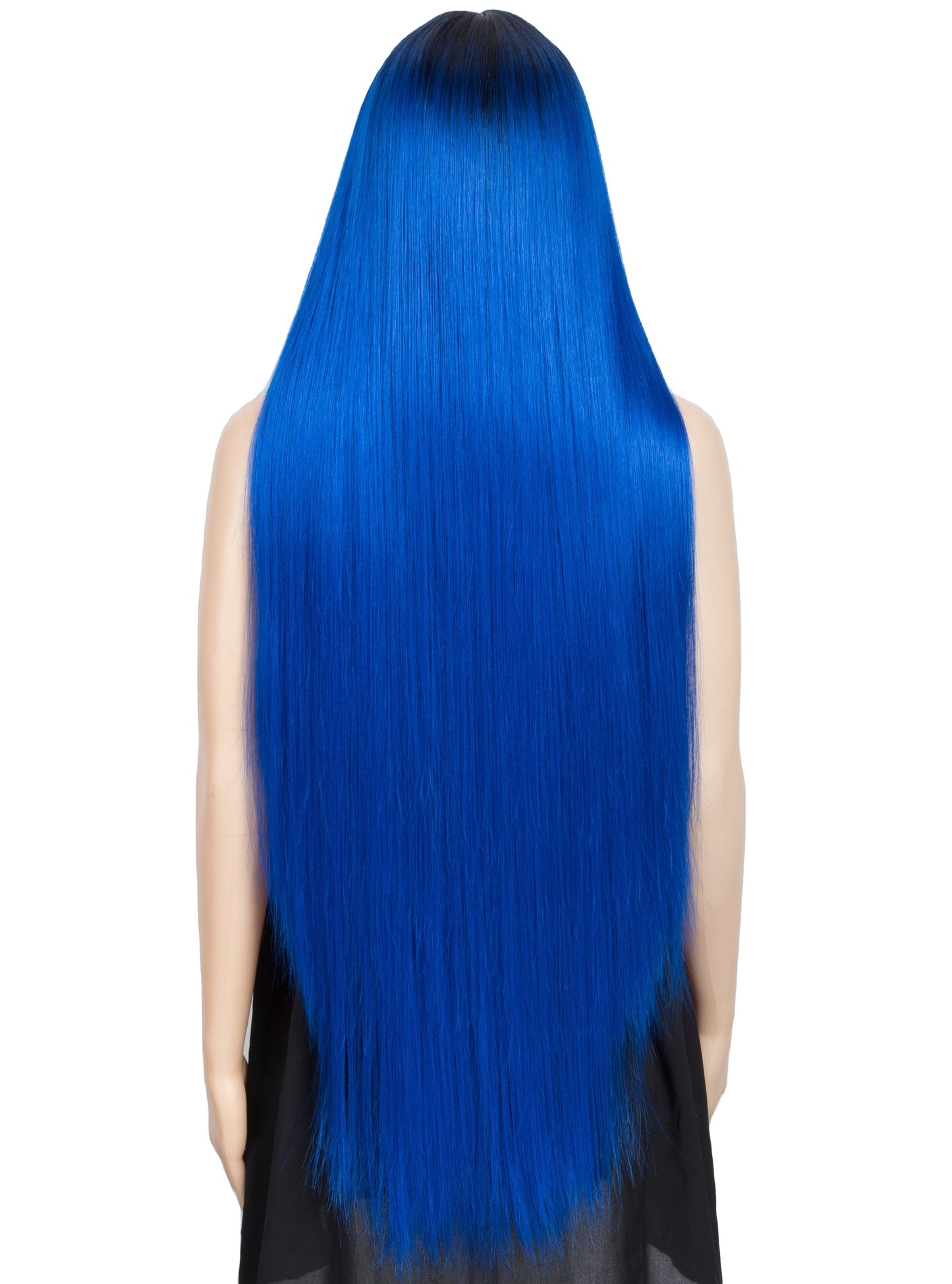 Sleek quality wholesale cheap blue fashion color heat resistant Long straight Blonde Ombre Lace front Wig Synthetic hair Wigs