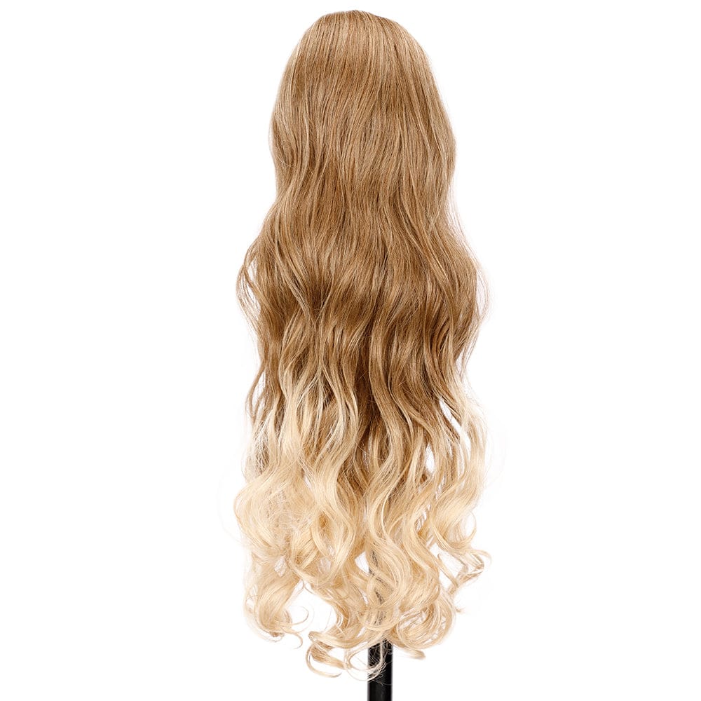 sleek top quality wholesale cheap long body wave elastics ties clip ladies ponytail hair piece for women synthetic extensions