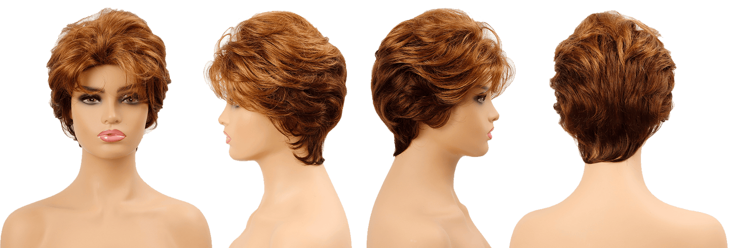 sleek top quality wholesale hot selling cheap heat resistant fiber made machine pixie cut afro wave synthetic hair wig for women
