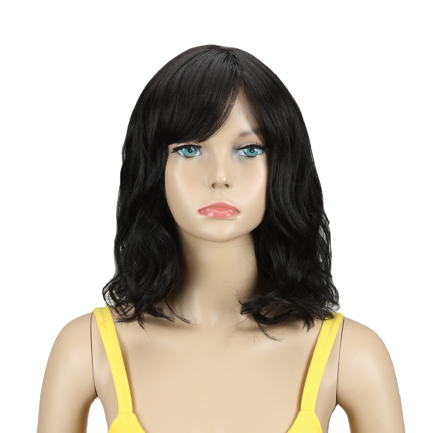 sleek wholesale short cheap glueless made machine wig for women heat resistant fiber body wave non lace wig synthetic hair wigs