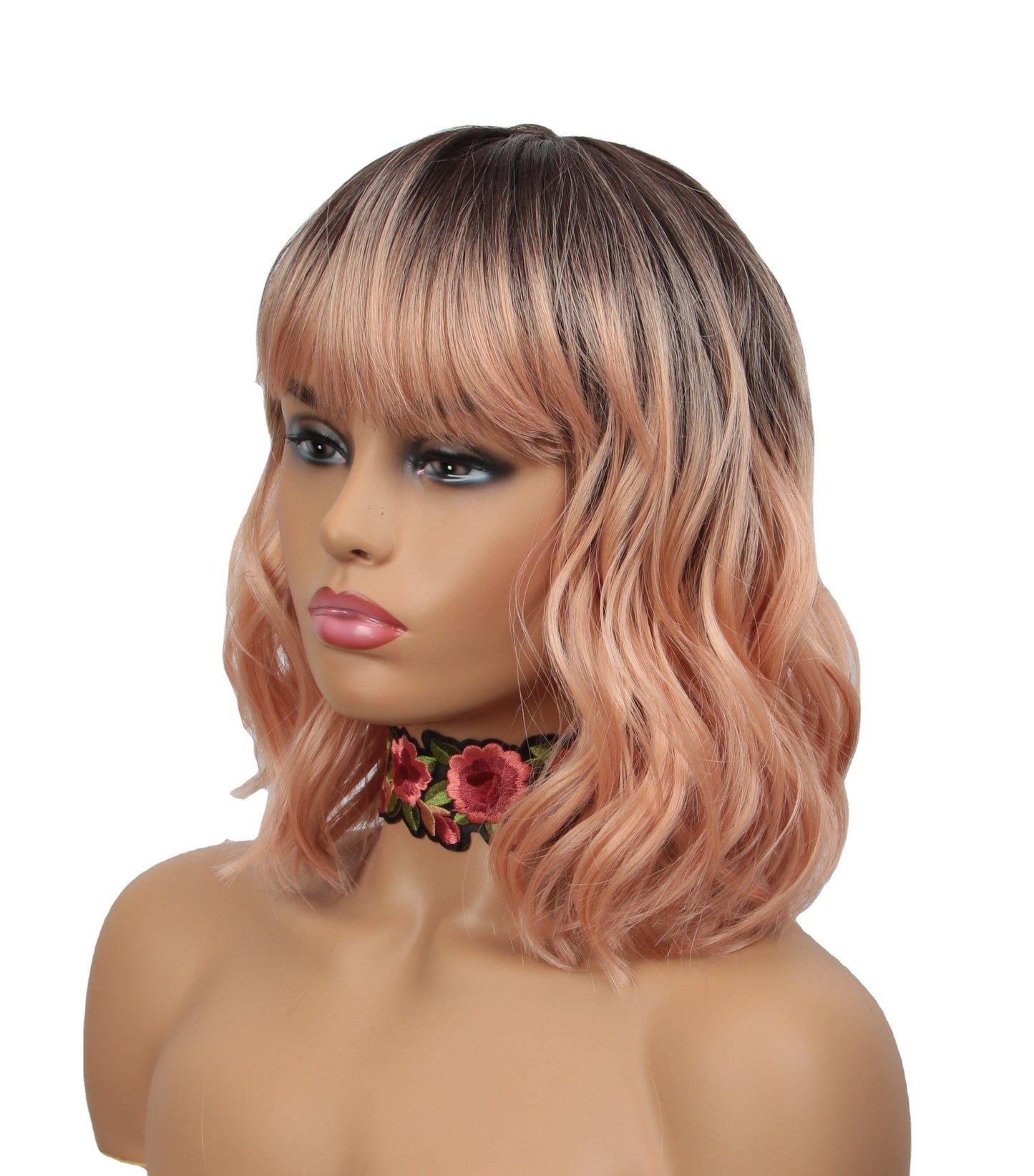 sleek wholesale short cheap glueless made machine wig for women heat resistant fiber body wave non lace wig synthetic hair wigs