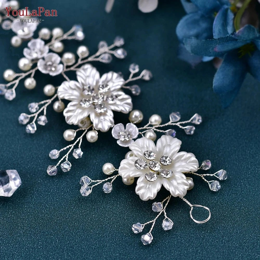 Sliver YouLaPan HP295 Delicate Girls Wreath Headband Crystal Pearl Bridesmaid Hair Vine Party Wedding Bridal Headwear Hair Accessories