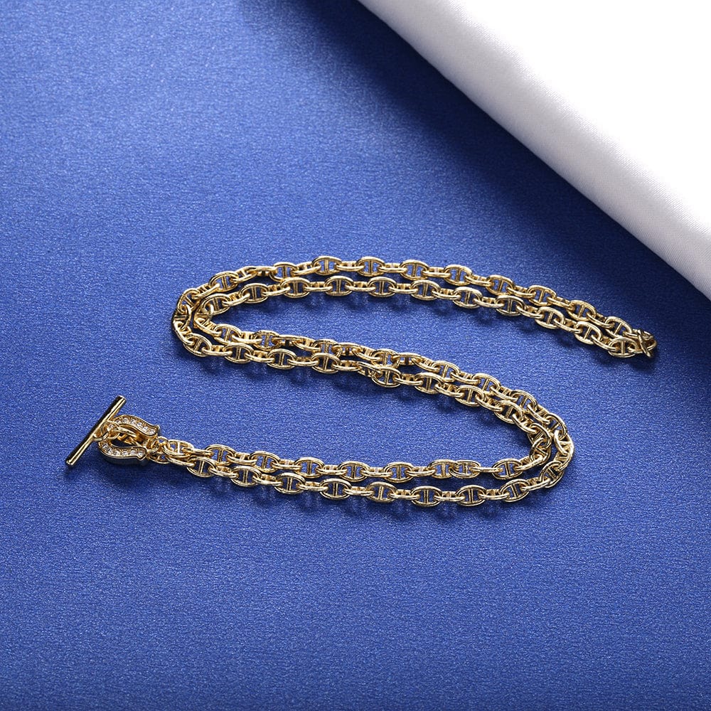 Slovehoony 925 Sterling Silver 18K Gold Plated U Pendant Necklaces New Designs Horseshoe Anchor Necklaces For Men Jewelry