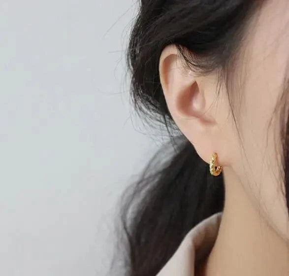 Small size-Gold plated 2022 NEW 925 Sterling Silver 2 sizes Gypsophila Gold plated hoop earrings jewelry