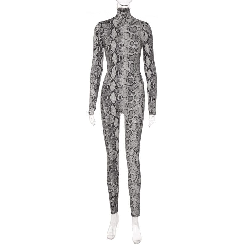 Snake Print Long Sleeve Women'S Jumpsuit Fashion Winter One Piece Wholesale Party Clothing