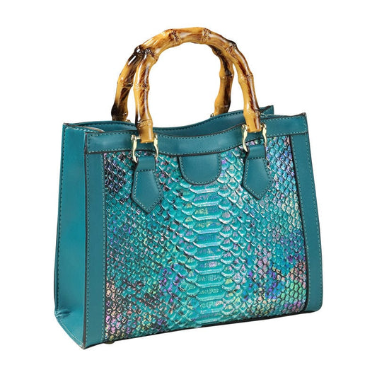 Snakeskin women's bag leather luxury brand shoulder bag fashion senior large bamboo handle lady handbag