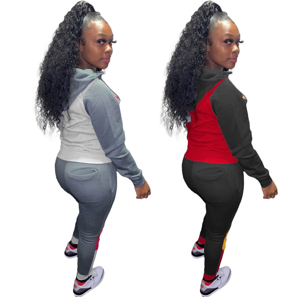solid color plus size two pieces jogging suit women sweat suit