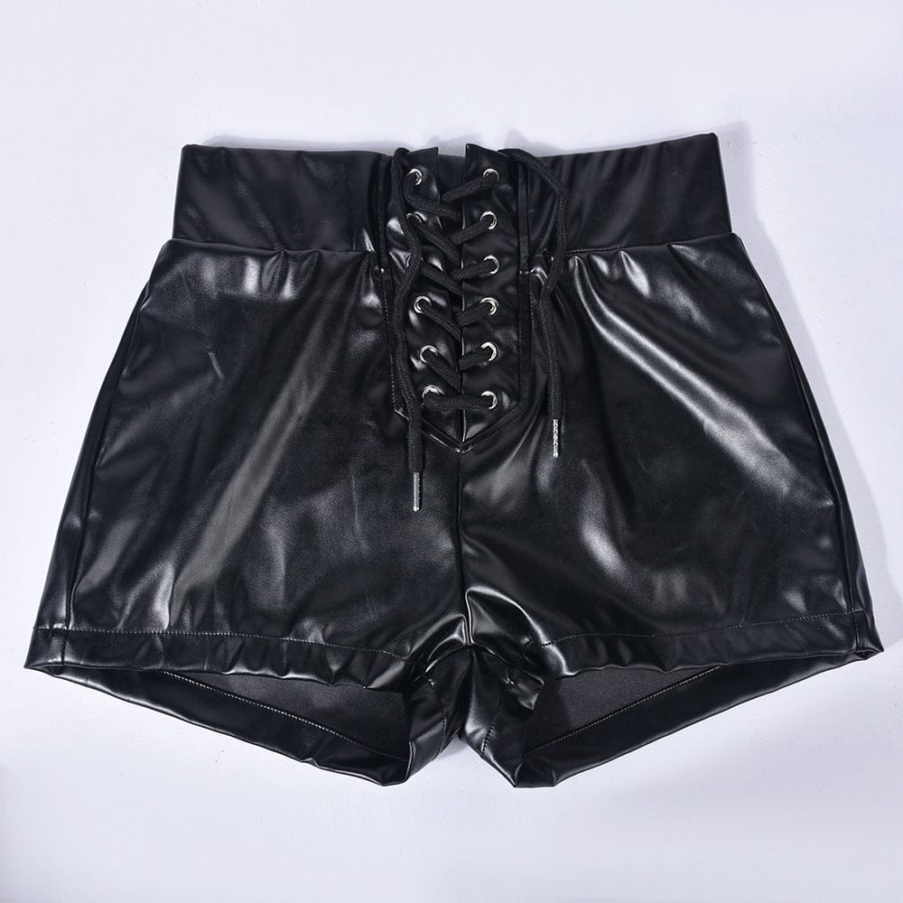 Spring Clothing 2023 Club Wear Party Hot Short Pants Sexy Lace up PU Short Pants for Women Shorts