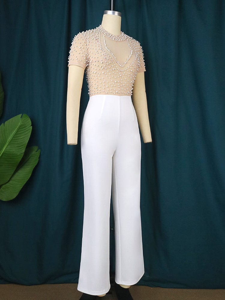 Spring See Through Plus Size Beaded Classy Women Sexy Factory Jumpsuit