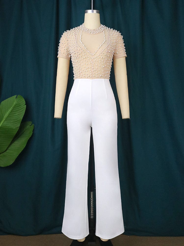 Spring See Through Plus Size Beaded Classy Women Sexy Factory Jumpsuit