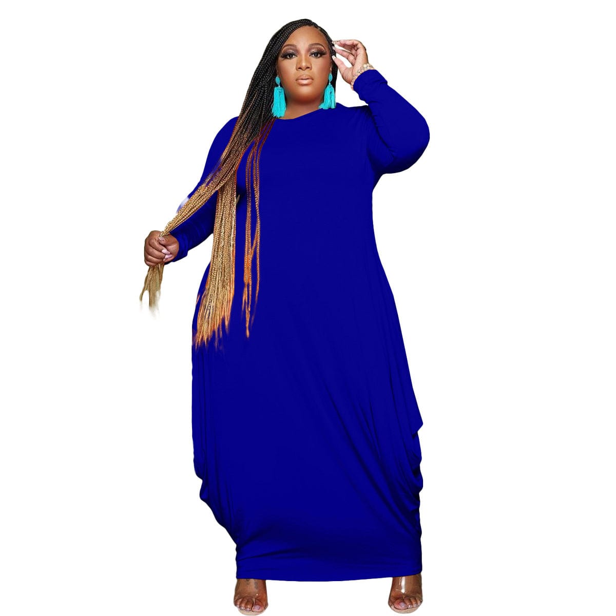 SQ-90091 Plus Size New Autumn And Winter Women'S Clothing Irregular Solid Color Women Full Sleeve Dress