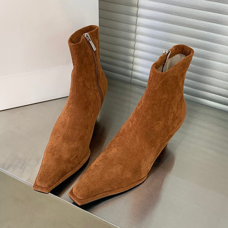 Square Toe Rome Ankle 2023 New Fashion High Heel Office Lady Career Spring Product Boots Size Zipper 35-39 Women Shoes