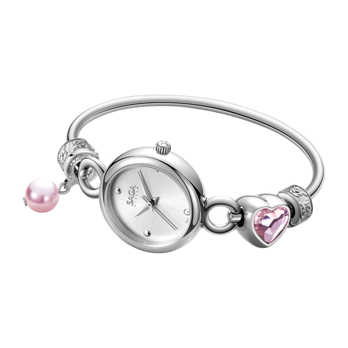 SS with pink beads SAGA 53586 Bracelet Women Watch And Sets Ladies Pearl Watches With Crystal Bracelets
