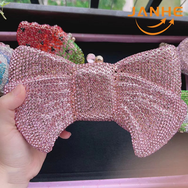 Standard Size / 28 JANHE Crystal French Fries Chips Clutch Shoulder Begs Metal Chain Women Evening Box Bags Wedding Party Purse Rhinestone Handbags