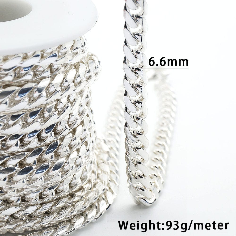 Sterling Silver 925 Jewellery Wholesale 4mm 6.6mm 8mm 10mm 925 Sterling Silver Cuban Link Chain silver necklace 925
