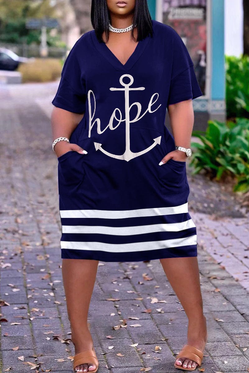 Summer African Women Custom Printing Casual Loose Beach Dress Plus Size