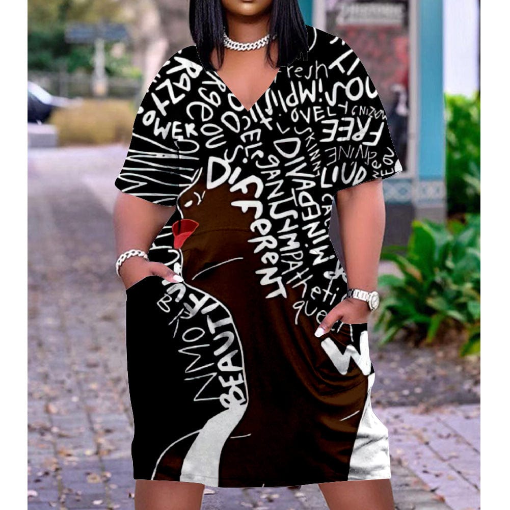 Summer African Women Custom Printing Casual Loose Beach Dress Plus Size