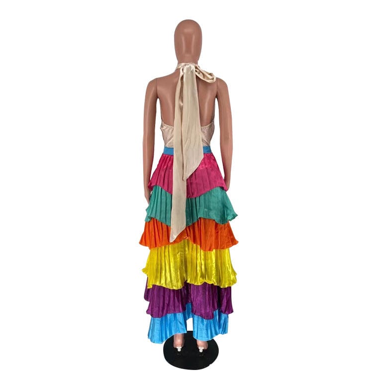 Summer Backless Sexy Chic Bohemian Halter Colorful Women Casual Dress