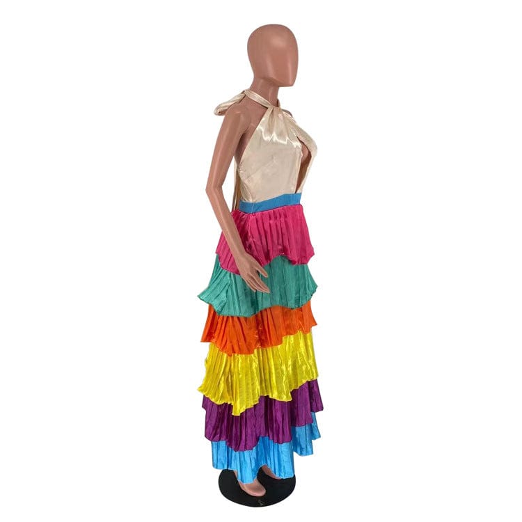 Summer Backless Sexy Chic Bohemian Halter Colorful Women Casual Dress
