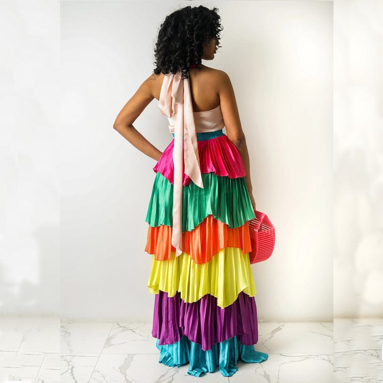 Summer Backless Sexy Chic Bohemian Halter Colorful Women Casual Dress