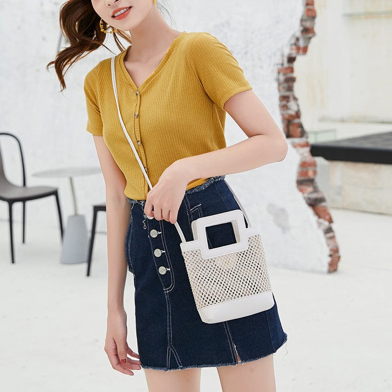 Summer Beach Bag 2022 New Trendy Luxury Woven Bucket Bag Crossbody Shoulder