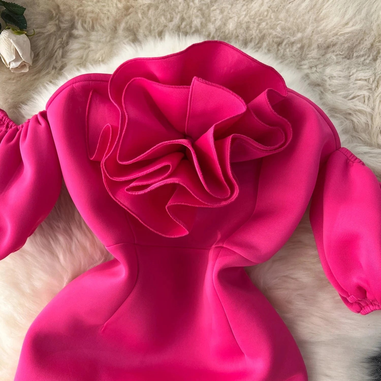 Summer Celebrity Dress Slim Light Luxury Banquet Ruffle Bag Buttock Dress