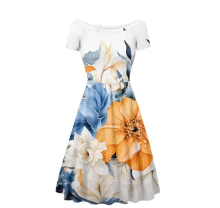 Summer Dresses for Women Casual Tshirt Short Sleeve Hawaii Floral Sundress Beach Cover Ups Women's Clothing Summer 2023 Dresses