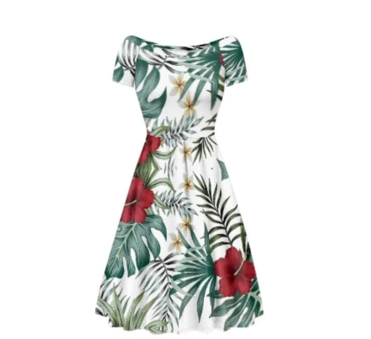Summer Dresses for Women Casual Tshirt Short Sleeve Hawaii Floral Sundress Beach Cover Ups Women's Clothing Summer 2023 Dresses