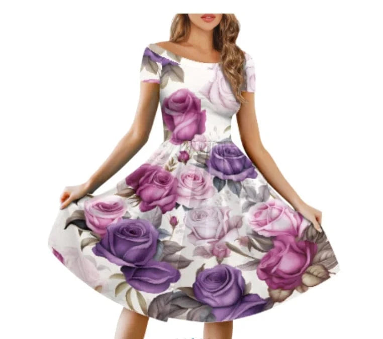 Summer Dresses for Women Casual Tshirt Short Sleeve Hawaii Floral Sundress Beach Cover Ups Women's Clothing Summer 2023 Dresses