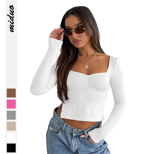 Summer Fall Nylon Side Slit Sexy Tops Baby Tees Croptops In Bulk Y2k Womens Clothing