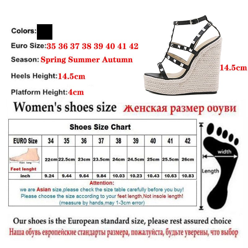 Summer Fashion  Peep Toe Rivet Decoration 2022 New Wedges Heel Casual Beach Sandals Ankle Buckle Strap Size 35-42 Women Shoes