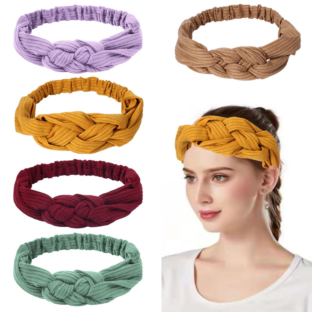 Summer Fashion Solid Color Face Wash Headband Women Hair Ornament Cross Fried Dough Twists Elastic Fitness Headband for Women