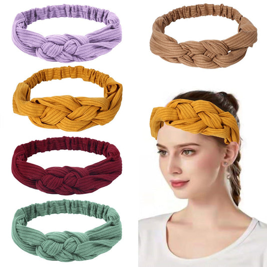 Summer Fashion Solid Color Face Wash Headband Women Hair Ornament Cross Fried Dough Twists  Elastic Fitness Headband for Women