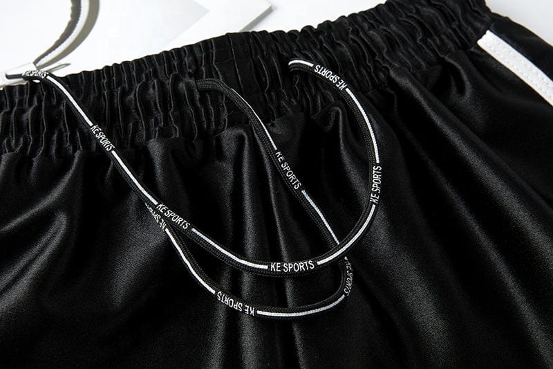 Summer home shorts bright smooth silk sports shorts women's sexy white edge loose High Waist Wide Leg Pants