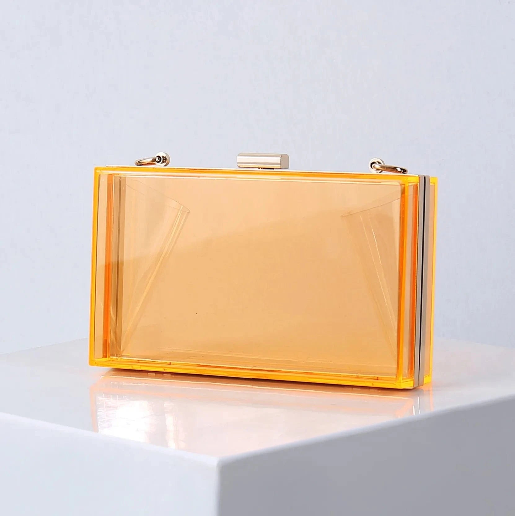 Summer ladies transparent boxed purse women clear acrylic evening clutch bag