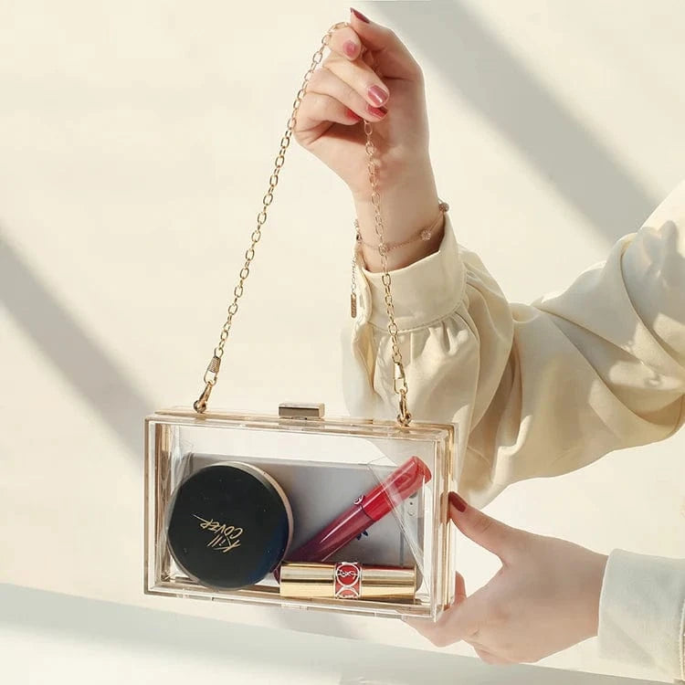 Summer ladies transparent boxed purse women clear acrylic evening clutch bag