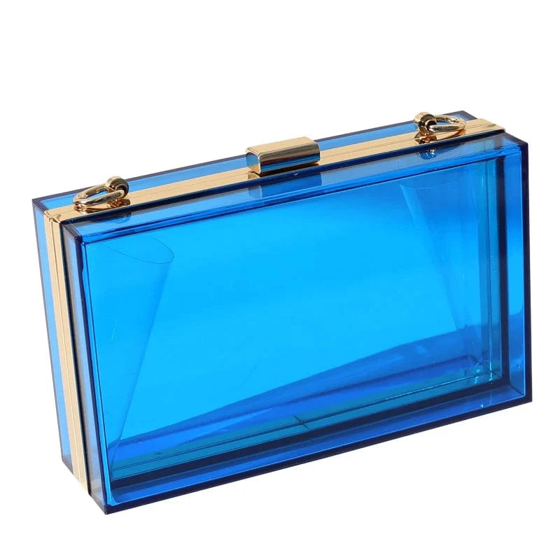Summer ladies transparent boxed purse women clear acrylic evening clutch bag