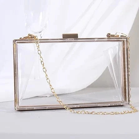 Summer ladies transparent boxed purse women clear acrylic evening clutch bag