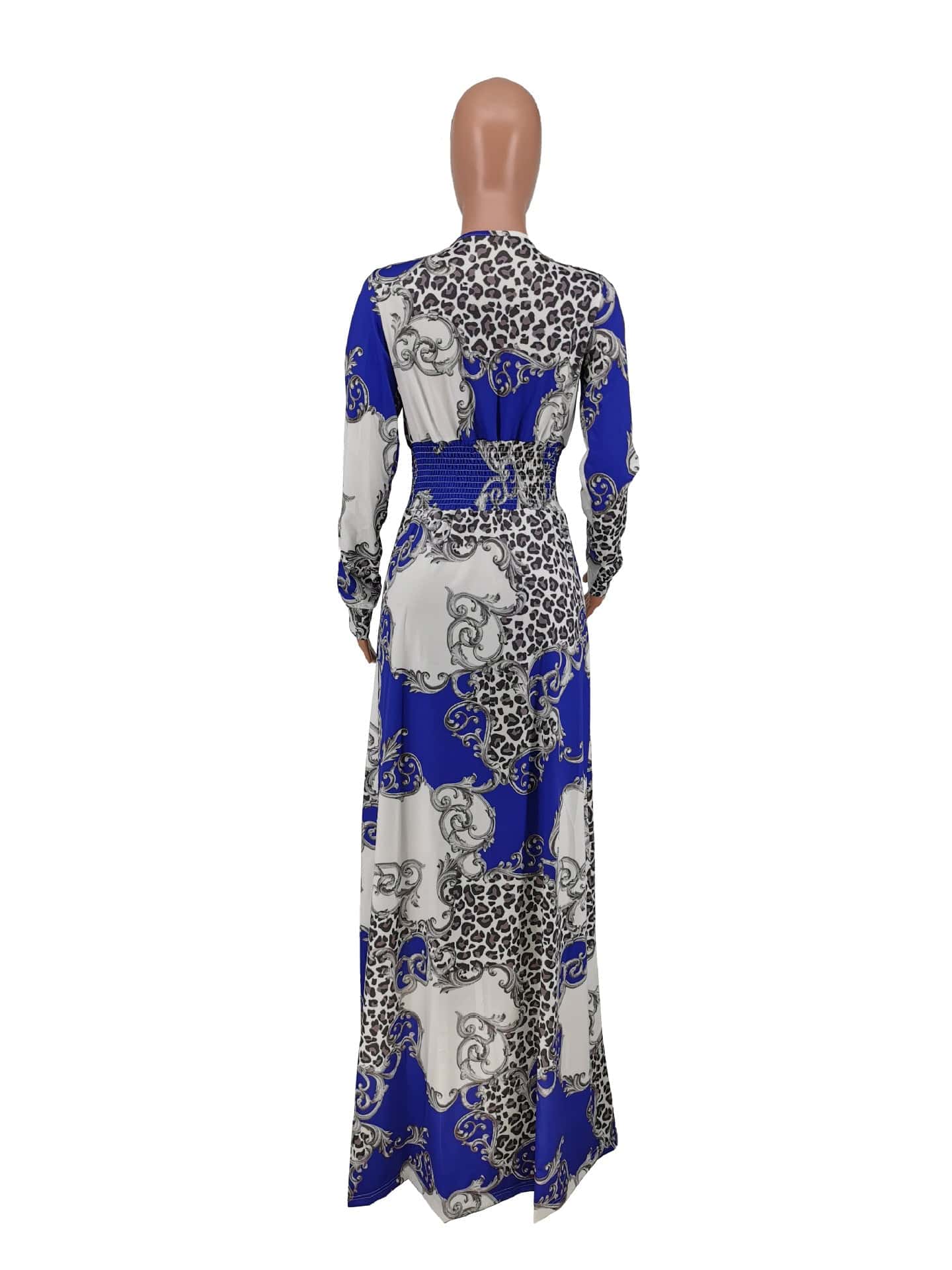 Summer New V Neck High Waist Printed Floral African Women Casual Dress