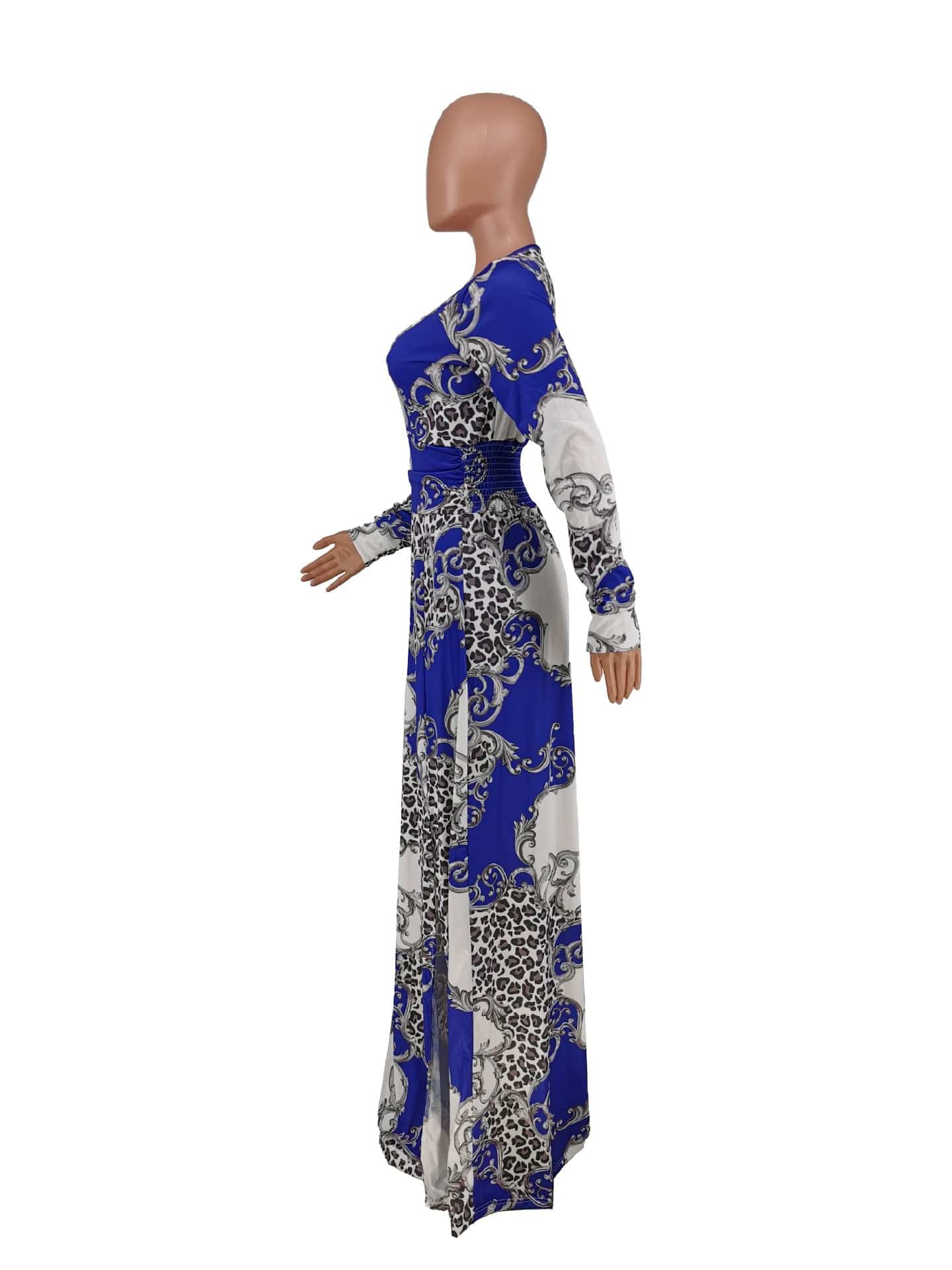 Summer New V Neck High Waist Printed Floral African Women Casual Dress