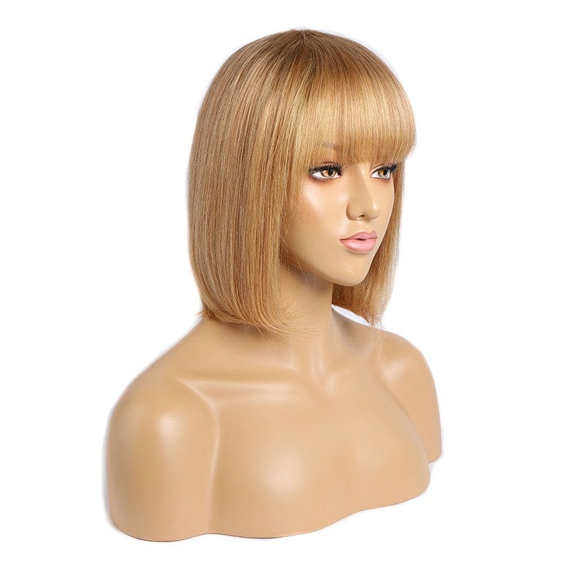 Summer Pop Natural Color Human Hair Wig For Women Raw Hair None Lace Short Machine Made Pixie Cut Wig For Beauty Lady