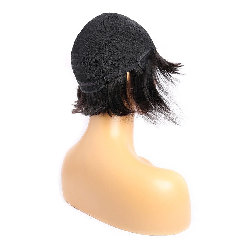 Summer Pop Natural Color Human Hair Wig For Women Raw Hair None Lace Short Machine Made Pixie Cut Wig For Beauty Lady