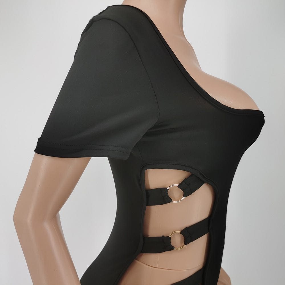 Summer Short Casual Sport Jumpsuit Side Hollow Out One Piece Jumpsuit For Girls Bodycon Playsuit