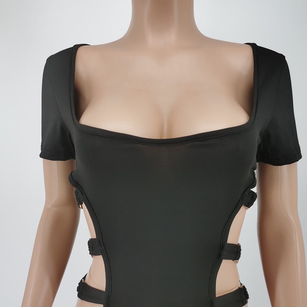Summer Short Casual Sport Jumpsuit Side Hollow Out One Piece Jumpsuit For Girls Bodycon Playsuit