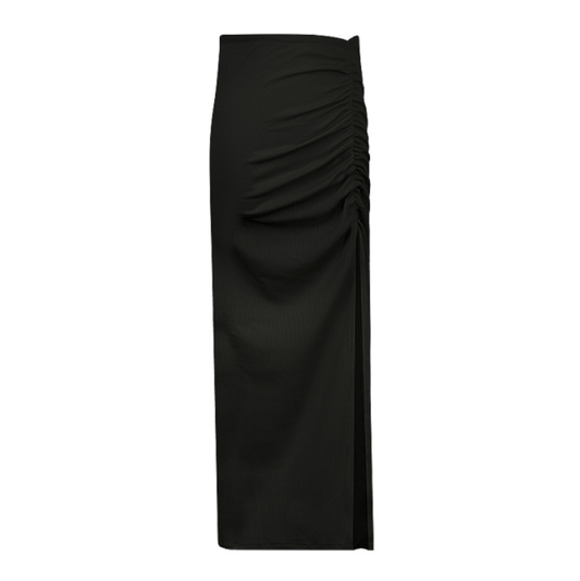 Summer split plus size long elegant skirt for women irregular drawstring sexy knitted high waist skirt