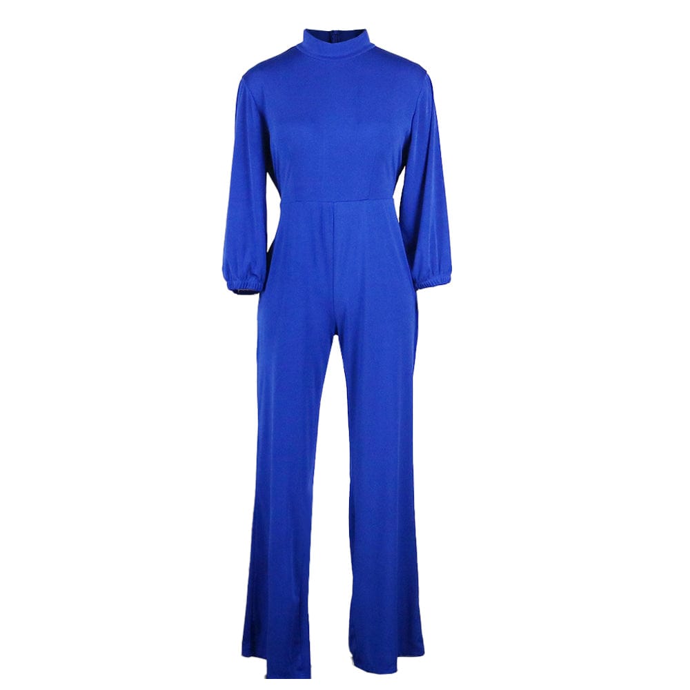 Summer Trending New Blue Lantern Sleeves African Women Casual Jumpsuits