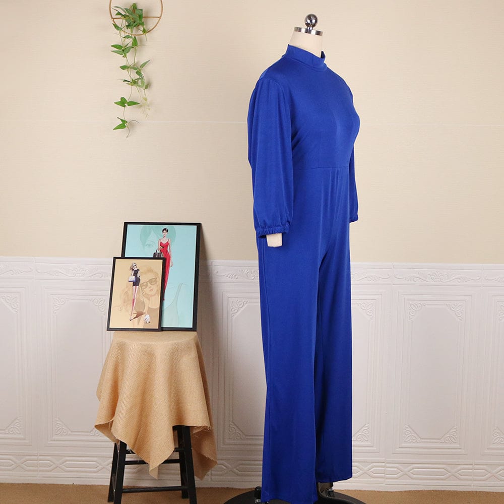 Summer Trending New Blue Lantern Sleeves African Women Casual Jumpsuits