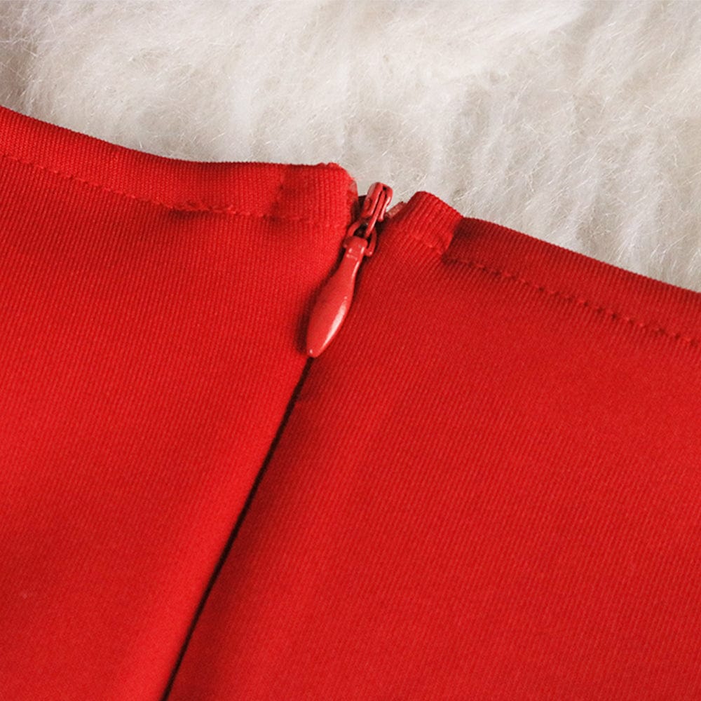 Summer Trendy Red Elegant Bowtie Ruffle Party Lady Career Office Dress