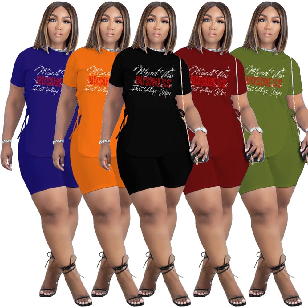 Summer women apparel clothing slits two-piece set